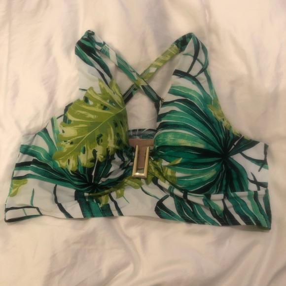 Cacique Other - “Cacique” Tropical Print Longline Swim Top